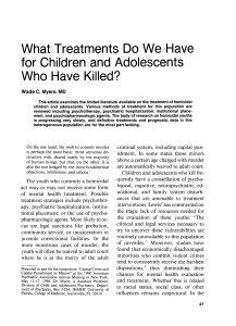 What Treatments Do We Have for Children and Adolescents Who