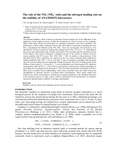 NH4 ratio and the nitrogen loading rate on the stability of ANAMMOX