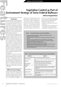 Vegetation Control as Part of Environment Strategy of Swiss Federal