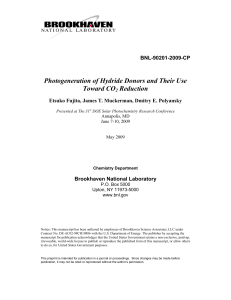 Photogeneration of Hydride Donors and Their Use Toward CO2