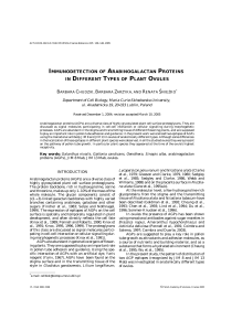 immunodetection of arabinogalactan proteins in different types of