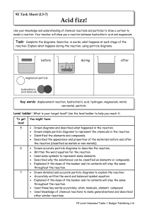 Year 9 Homework Task 9E-5 Reactions 5-7