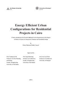 Energy Efficient Urban Configurations for Residential Projects in Cairo