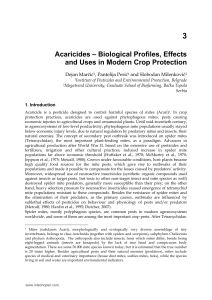 Acaricides – Biological Profiles, Effects and Uses in