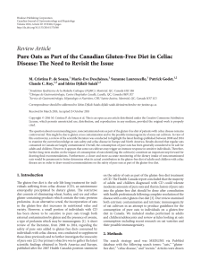 Review Article Pure Oats as Part of the Canadian Gluten