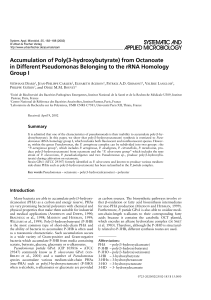 Accumulation of Poly(3-hydroxybutyrate) from