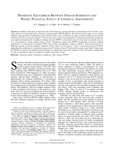 phosphate equilibrium between stream sediments and water