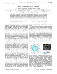 E. Coli and Oxygen: A Motility Transition