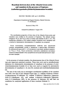 Reactions between dyes of the Alizarin Green series and vanadates