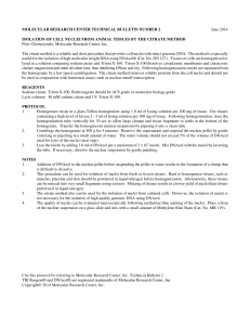 Isolation of Cell Nuclei from Animal Tissues by the Citrate Method