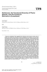 Herbivores, the Functional Diversity of Plants