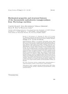 Biochemical properties and structural features of the thermostable