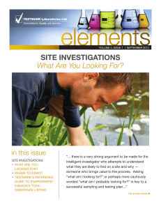Site inveStigationS What Are You Looking For?