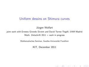 Slides of the talk Uniform dessins on Shimura curves