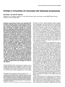 Changes in Intracellular pH Associated with Glutamate Excitotoxicity