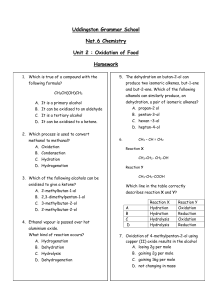 2d Oxidation of Food Homework