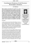 Coordination Chemistry of Life Processes: Bioinorganic Chemistry