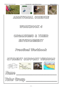 Organisms and their environment (Student Support)
