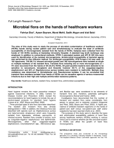 Microbial flora on the hands of healthcare workers