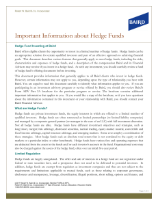 Important Information about Hedge Funds