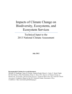 Impacts of Climate Change on Biodiversity, Ecosystems