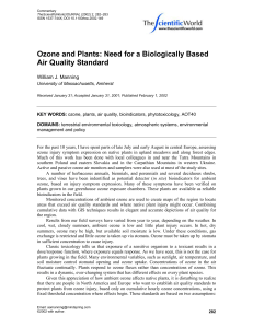 Ozone and Plants: Need for a Biologically Based Air