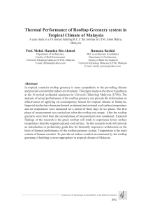 Thermal Performance of Rooftop Greenery system in Tropical