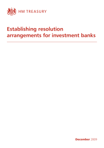 Establishing resolution arrangements for investment banks