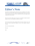 Editor`s Note - South African Regulators Forum