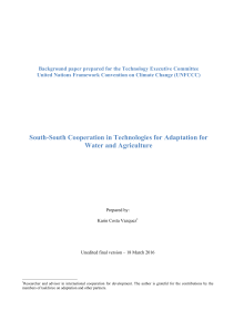 South-South Cooperation in Technologies for Adaptation for Water