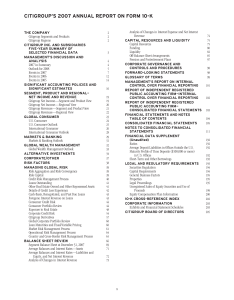 CITIGROUP`S 2007 ANNUAL REPORT ON FORM 10-K