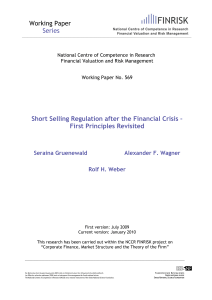 Working Paper Series Short Selling Regulation