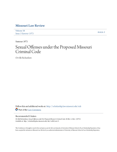 Sexual Offenses under the Proposed Missouri Criminal Code