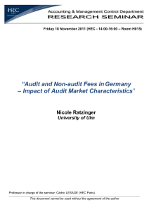 “Audit and Non-audit Fees inGermany – Impact of Audit Market
