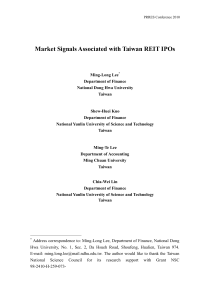 Market Signals Associated with Taiwan REIT IPOs