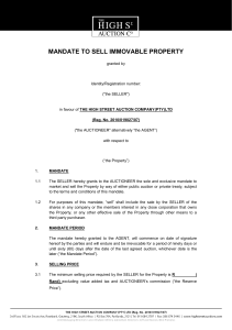 mandate to sell immovable property