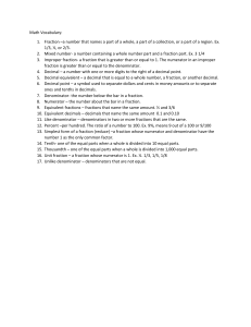 Math Vocabulary - Fractions and Decimals