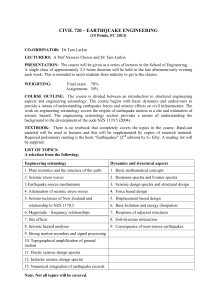 CIVIL 720 – EARTHQUAKE ENGINEERING