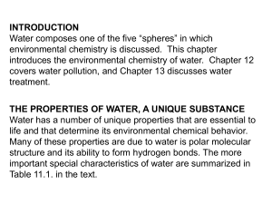 the properties of water, a unique substance