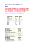 Answer Sheet for Stock Market Lessons