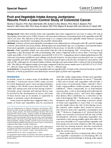 Fruit and Vegetable Intake Among Jordanians: Results From a Case