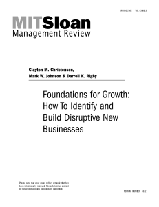 Foundations for Growth: How To Identify and Build Disruptive New