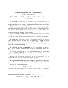 SOME TOPICS IN ALGEBRAIC EQUATIONS Institute of Numerical