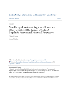 New Foreign Investment Regimes of Russia and other Republics of