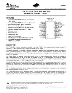 TPA0162: 2.8-W Stereo Audio Power Amplifier with Digital Volume