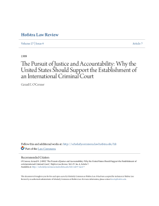 The Pursuit of Justice and Accountability: Why the United States