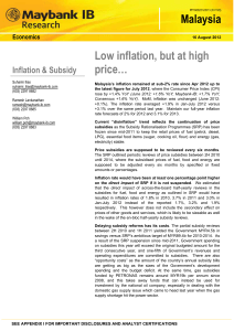 Malaysia Low inflation, but at high price…
