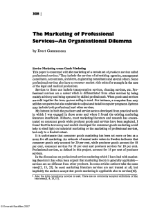 The Marketing of Professional Services—An Organisational Dilemma