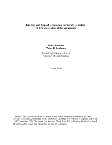 The Pros and Cons of Regulating Corporate Reporting: A Critical