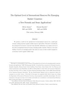 The Optimal Level of International Reserves For Emerging Market